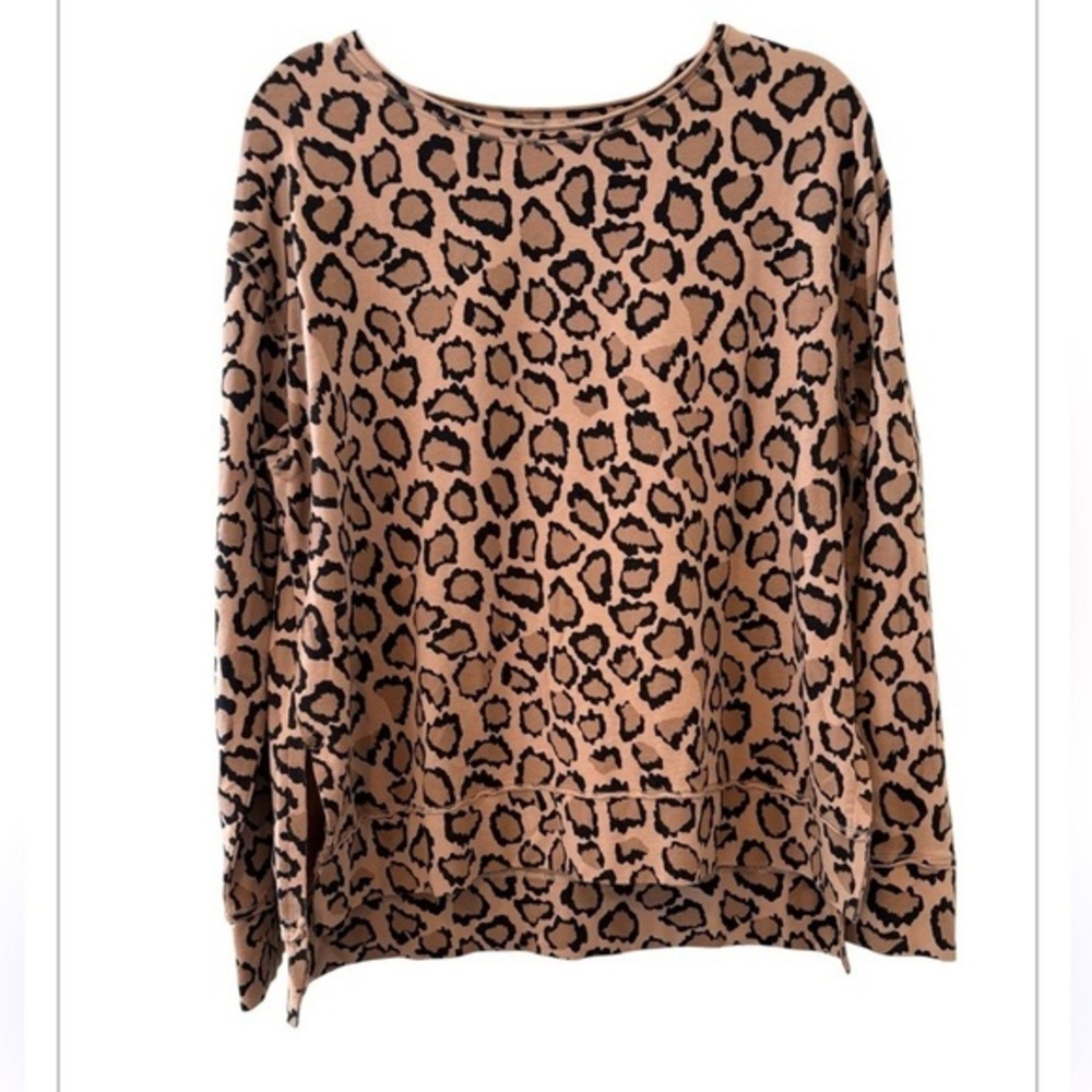 Rachel Hollis  Leopard Animal Print  Casual Oversized Soft High Low Top Size M